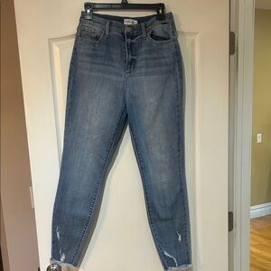 Cello Women's Distressed Blue Ankle Jeans